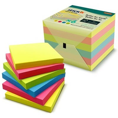 Samolepicí bločky Stick´n by Hopax FSC - 76 x 76 mm / 6 x 100 l / neonové barvy – Hledejceny.cz