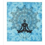 Sanu Babu přehoz na postel s tiskem Chakra Yoga černo-tyrkysový 200 x 230 cm – Zboží Dáma
