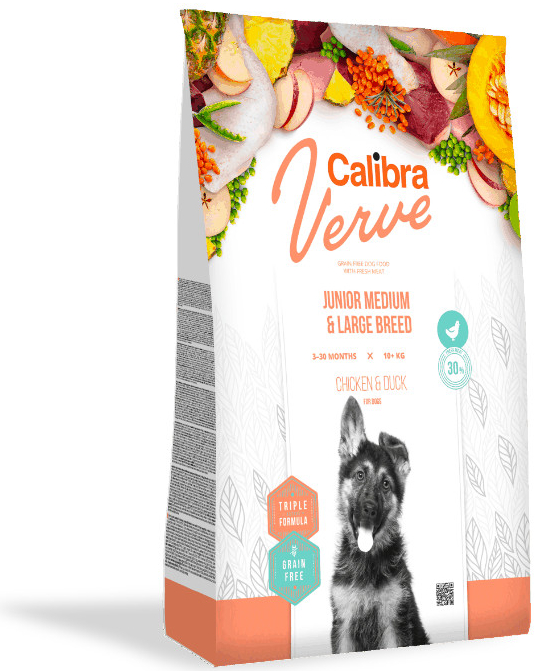 Calibra Dog Verve GF Junior Medium & Large Chicken & Duck 3 x 12 kg