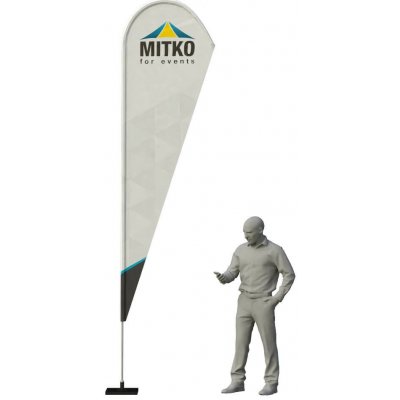 MITKO Reklamní vlajka Flyer L (90x330 cm) s hliníkovým stožárem – Hřeb s ocelovým rotátorem ⌀ 20 mm – Hledejceny.cz