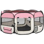 vidaXL Skládací ohrádka pro psy s taškou růžová 145 x 145 x 61 cm – Hledejceny.cz