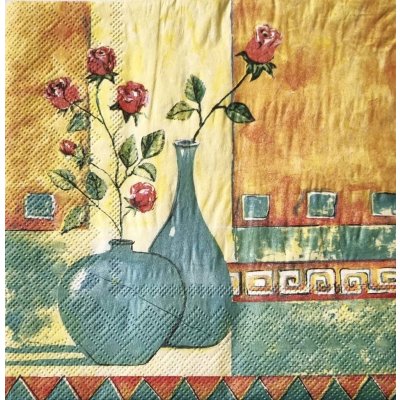 Ubrousek 33x33cm Růže ve váze – Zboží Dáma