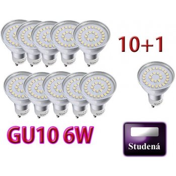 Spled LED žárovka SMD 2835 GU10 6W 580L studená bílá