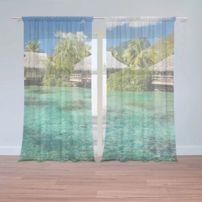 Záclony Chatky na moři: 2 ks - 150x250 cm - Sablio – Hledejceny.cz