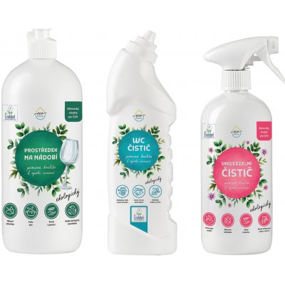 EcoHaus Ekologický uklízecí balíček s certifikací EU Ecolabel EcoHaus WC čistič 750 ml + EcoHaus Prostředek na nádobí 1000 ml + EcoHaus Univerzální čistič 750 ml – Zboží Dáma