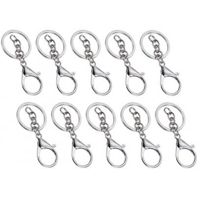 Přívěsek na klíče Kroužky na klíče s řetízkem a karabinou stříbrná – Sleviste.cz