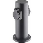 SOLIGHT Zahradní sloupek černý, 2 zásuvky, IP44, 7,5 x 7,5 x 23 cm – Sleviste.cz
