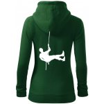 Visící horolezec dámská mikina trendy zipper s kapucí Lahvově zelená – Zboží Dáma