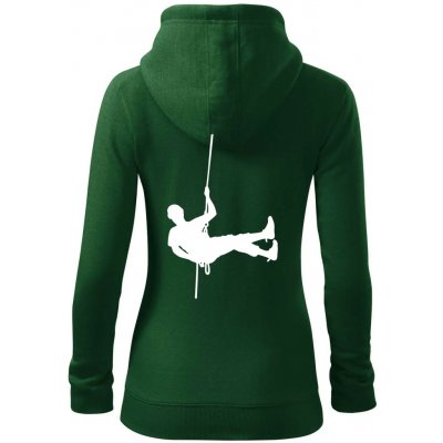 Visící horolezec dámská mikina trendy zipper s kapucí Lahvově zelená – Zboží Dáma