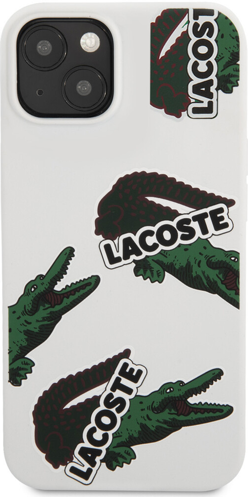 Pouzdro Lacoste Liquid Silicone Allover Pattern iPhone 13 White