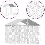 Shumee Venkovní psí kotec se střechou stříbrný 300 x 300 x 250 cm ocel – Zboží Dáma