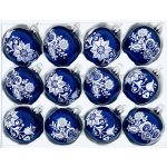 Irisa Sada skleněných vánočních ozdob modrá s dekorem modrotisk 12 ks – Zboží Mobilmania
