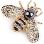 Prima-obchod brož s broušenými kamínky a perlou včela crystal zlatá 106331 – Zboží Mobilmania