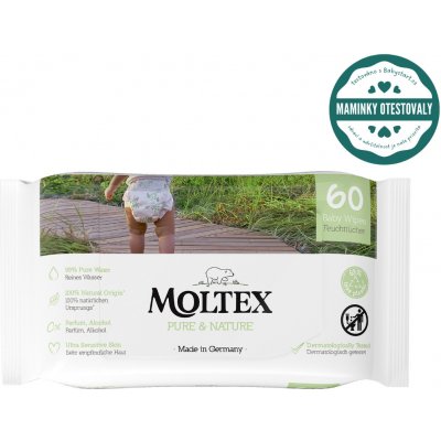 Moltex Pure & Nature EKO vlhčené ubrousky na bázi vody 60 ks – Hledejceny.cz