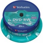 Verbatim DVD-RW 4,7GB 4x, cake box 25ks (43639) – Zbozi.Blesk.cz