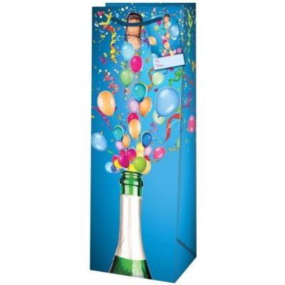Taška dárková na láhev matt - s motivem balonků s lahví, 12,6x8,9x36 cm – Zbozi.Blesk.cz