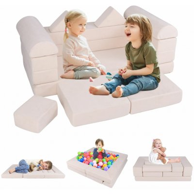 Costway Dětská modulární pohovka a BUNKR Beige – Zboží Dáma