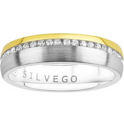 SILVEGO Snubní stříbrný prsten Glowie pozlacený žlutým zlatem s Brilliance Zirconia SHG1089RWGP – Zbozi.Blesk.cz