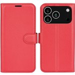 Litchi knížkové pouzdro na iPhone 17 Pro - červený – Zboží Mobilmania
