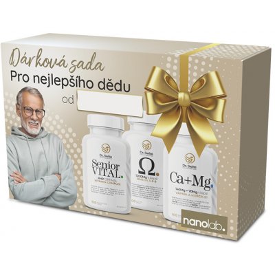 Dr. Swiss DÁRKOVÁ SADA Vitamíny pro Dědečka Senior VITAL 100 kapslí + Omega 3-6-9 100 kapslí + Hořčík + Vápník 100 kapslí (set)