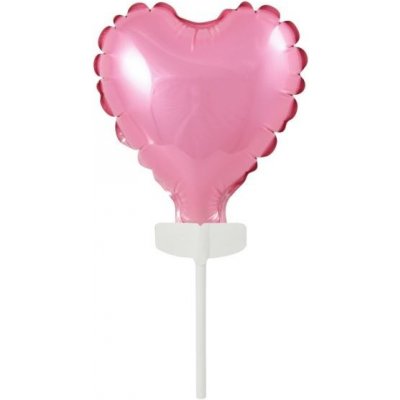 GODAN Fóliový balónek s držákem ve tvaru srdce Valentýn růžový 8 cm – Zboží Mobilmania