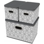 HomeLife Úložný box s víkem sada 3 ks 5105 šedá / bílá – Zboží Mobilmania