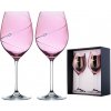 Sklenice Diamante Skleničky na červené víno Silhouette City Pink s vlastním textem a krystaly Swarovski 2 x 470 ml