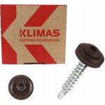 Samořezný střešní farmářský šroub KLIMAS 4,8 x 35 TX RAL 8017 Čokoládově hnědý s podložkou EPDM (250 ks/bal) – HobbyKompas.cz
