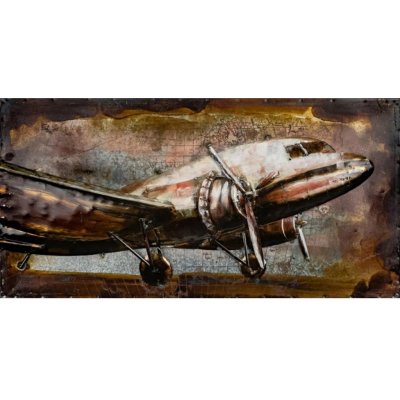 FALC Kovový obraz 3D Letadlo 40 x 80 cm – Zboží Mobilmania
