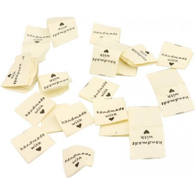 Pro Háčkování Látková cedulka Handmade with ♥ natural – Zboží Dáma