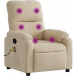 vidaXL Masážní polohovací křeslo tkanina z mikrovlákna 373455 krémová – Zboží Dáma