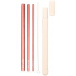 ECOCARE Ekologická kovová brčka cestovní set Ružová 3 ks – Zboží Dáma