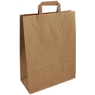 Taška papírová 32 x 14 x 42 cm, ploché ucho, hnědá – Zboží Dáma