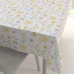 Biante Teflonový obdélníkový ubrus TF-135 Malované žluto-zelené luční kvítí na bílém 140x220 cm – Sleviste.cz