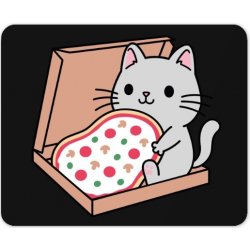 Podložka pod myš s potiskem Kočka s pizzou Černá jednotná
