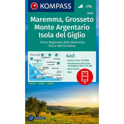 Kompass Maremma,Grosseto,Monte Argentario 1:50 t. laminovaná – Zboží Mobilmania