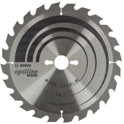 Bosch Pilový kotouč Optiline Wood 254 × 2,6/1,6 × 30 mm; 24 zubů 254 x 2.6/1.6 x 30 mm, 24 2608838412