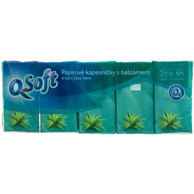 Q-Soft Papírové kapesníčky s balzámem a vůní Aloe Vera 4-vrstvé 10 x 10 ks – Zboží Mobilmania