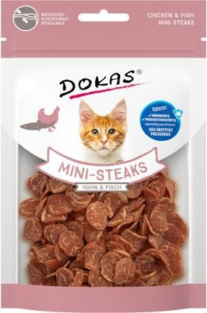 Dokas Kuře a treska mini steaky pro kočky 25 g
