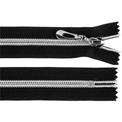 Prima-obchod Spirálový zip No 7 délka 18 cm se stříbrnými zoubky, barva černá – Hledejceny.cz