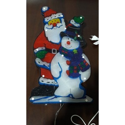 Vánoční multikolor LED dekorace Sněhulák a Mikuláš 45 x 23 cm – Hledejceny.cz