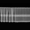 Záclona Českomoravská textilní vitrážová záclona, polyesterový batist V309 vyšívaný proužek s vlnkou, s bordurou, bílá, výška 60cm (v metráži)
