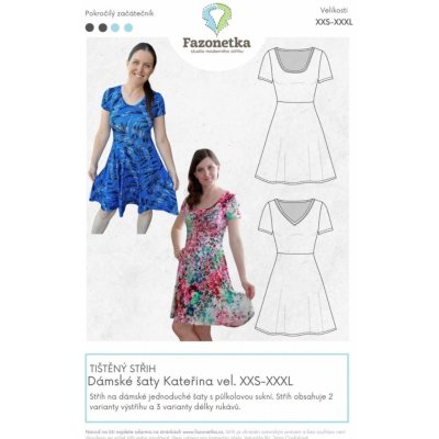 Tištěný střih na dámské šaty Kateřina 5 variant vel. XXS-XXXL – Zboží Dáma