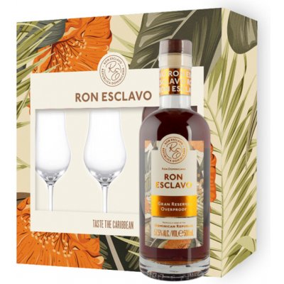 Ron Esclavo Gran Reserva Overproof 57,5% 0,5 l (dárkové balení 2 sklenice) – Zboží Mobilmania