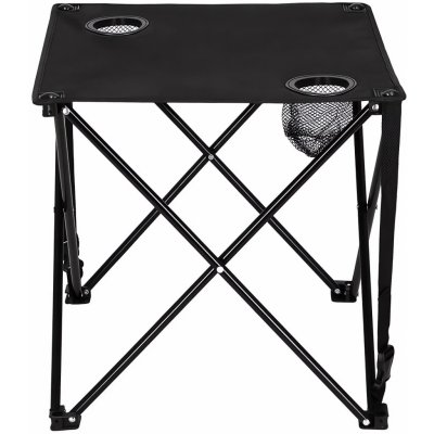 Verk 14471 Stůl kempingový skládací s držáky na nápoje černý – Sleviste.cz