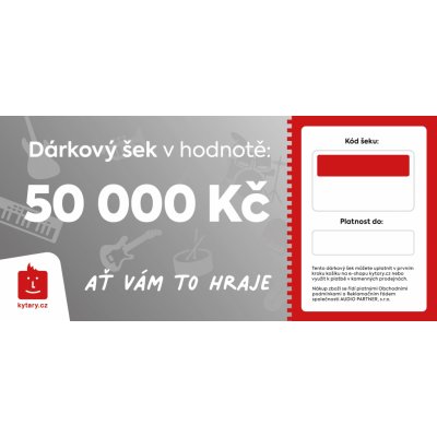 Kytary.cz Online dárkový šek 50 000 Kč