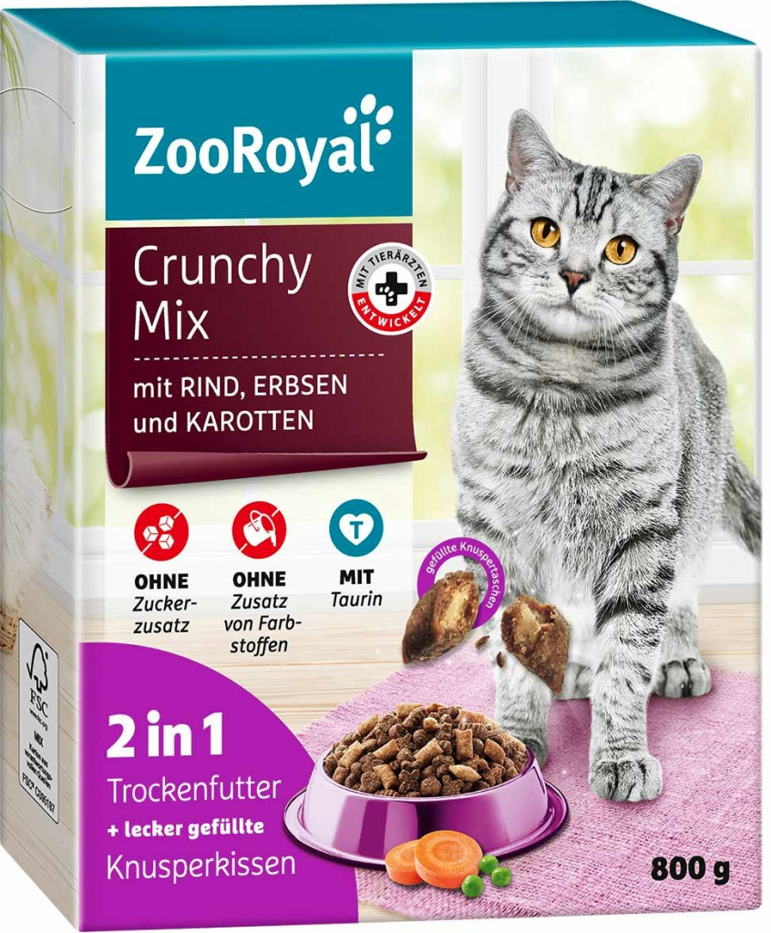 ZooRoyal Crunchy mix s hovězím masem hráškem a mrkví 800 g
