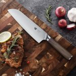 Swityf kuchyňské nože Nůž santoku ořechové dřevo 18 cm