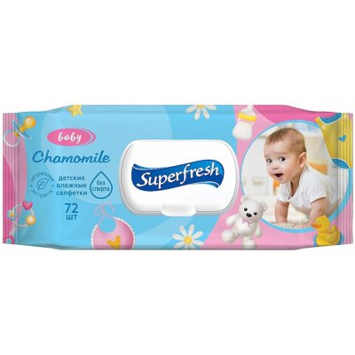 Superfresh Chamomile vlhčené ubrousky pro děti 72 ks – Sleviste.cz