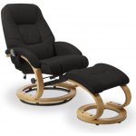 Halmar Masážní křeslo Matador s podnožkou černá / přírodní dřevo – Zboží Dáma